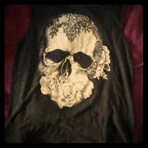 black skull top with all lace back